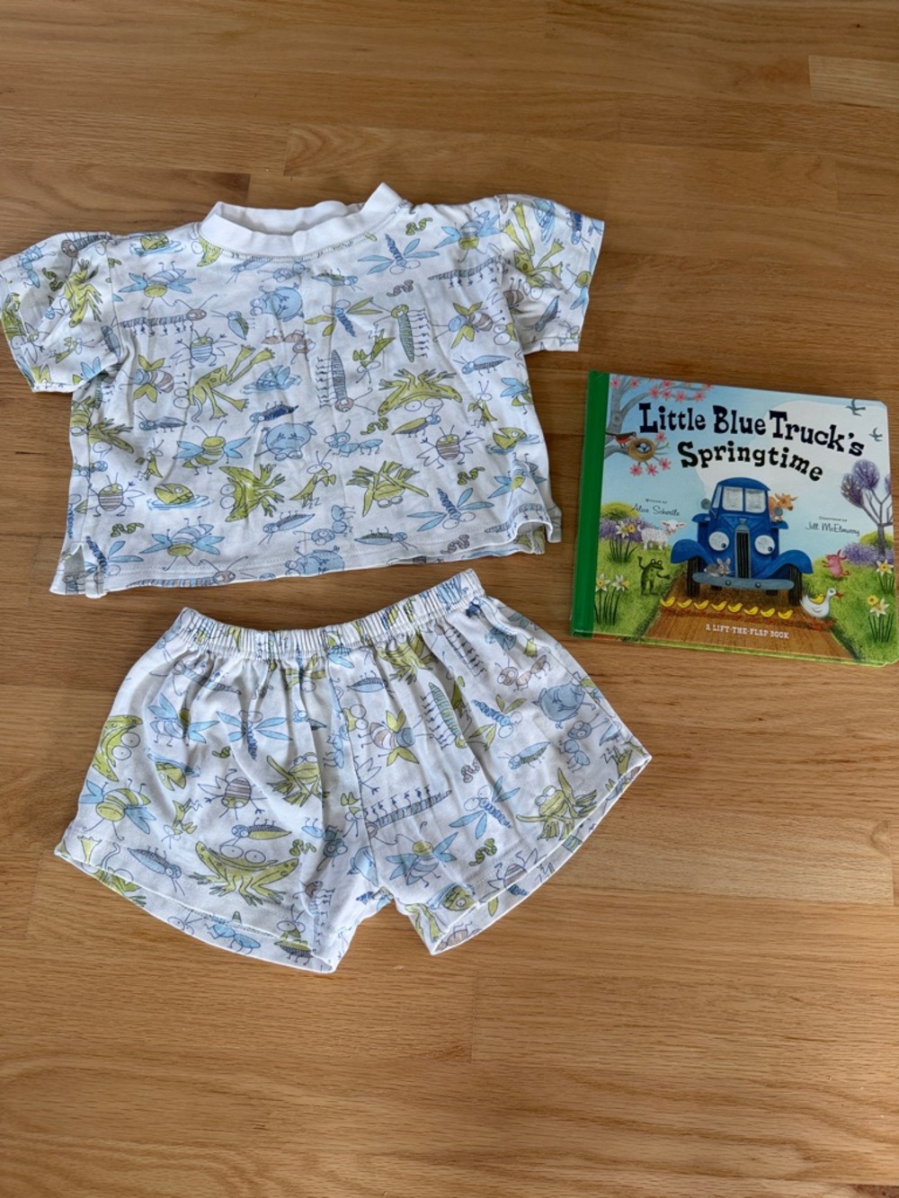 100% Cotton Scivvy Doodles Loose Fit Pajama Set & Springtime book, Size 2